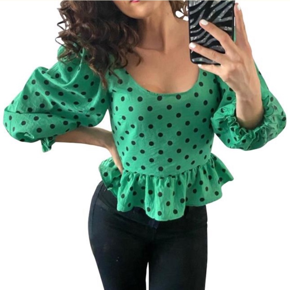 ZARA Polka Dot Peplum blouse